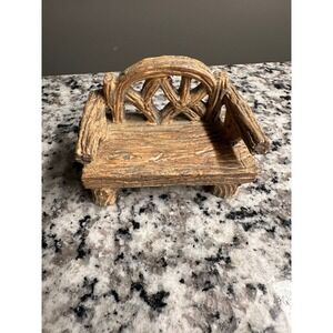 Rustic Log Cabin Bench Miniature Fairy Garden Decor Accent‎
